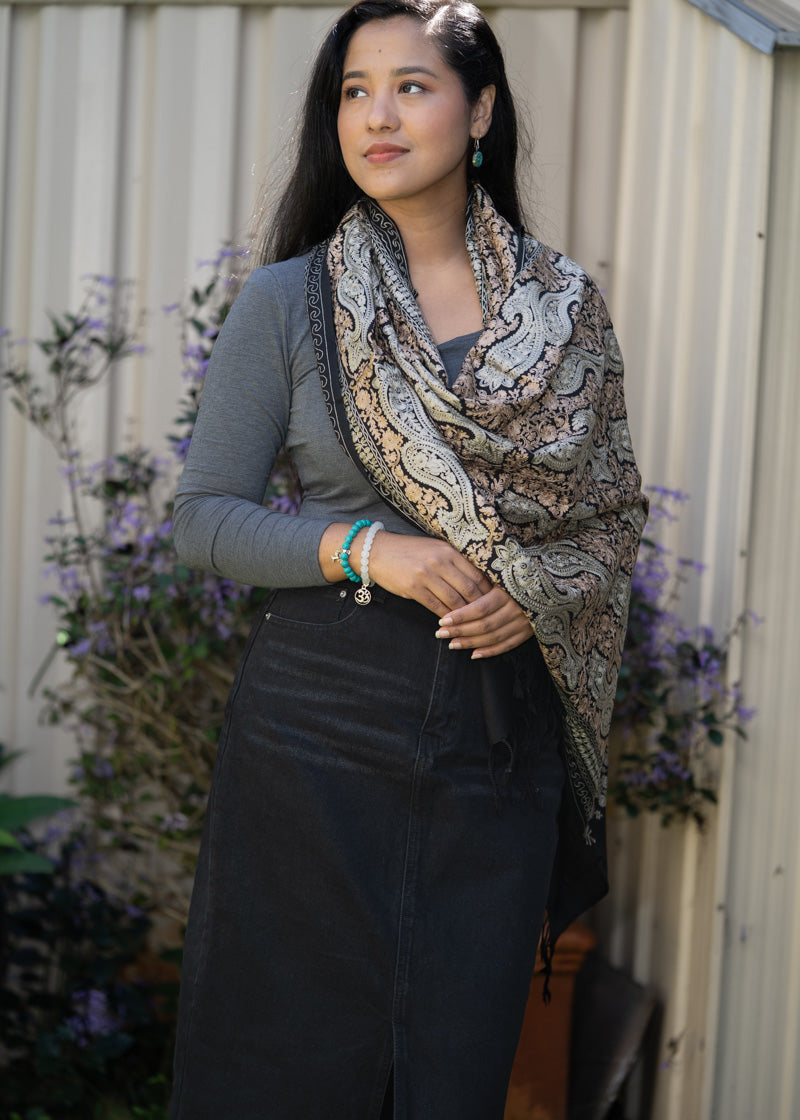 Heavy Embroidery Pashmina Shawl - 100 % cashmere shawl