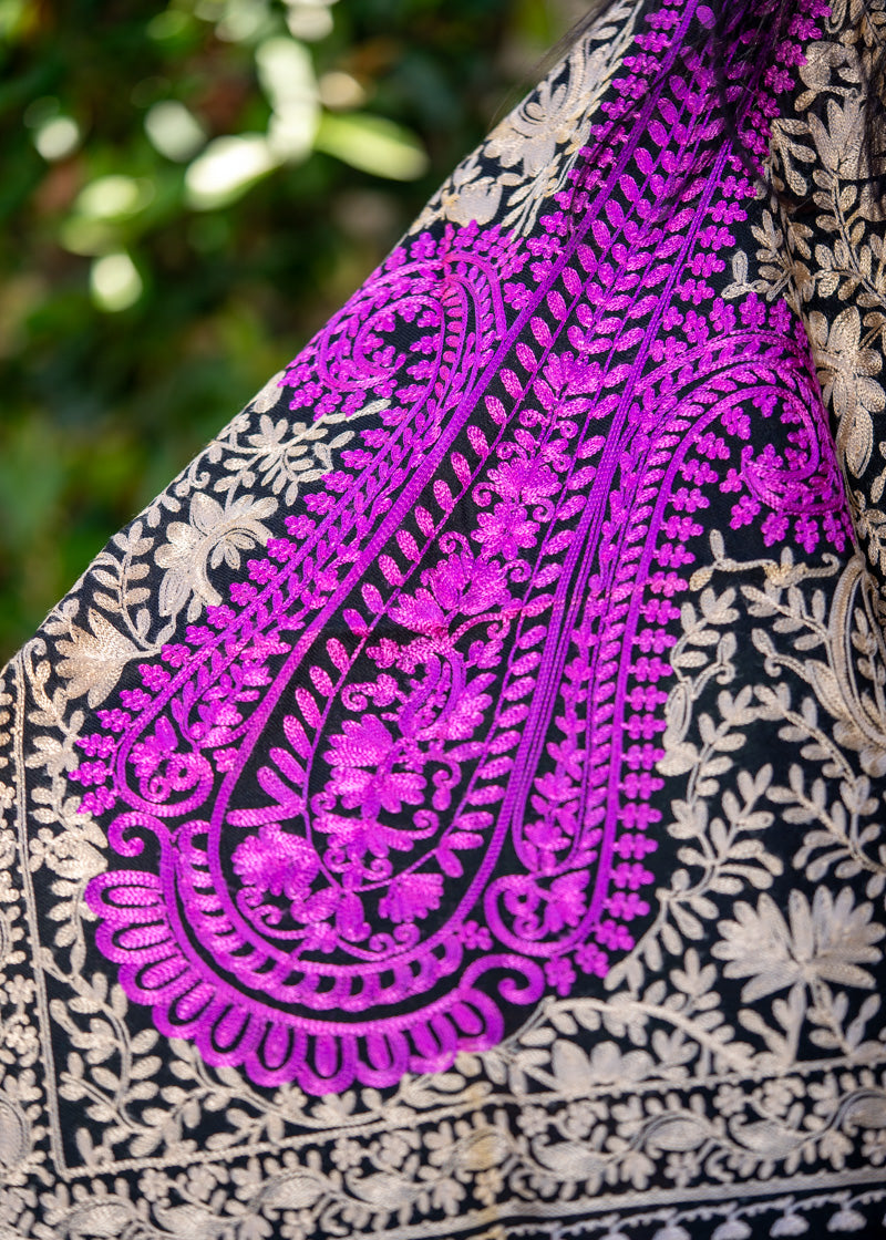 Heavy Embroidered Pashmina Shawl - Made with 100% authentic Cashmere