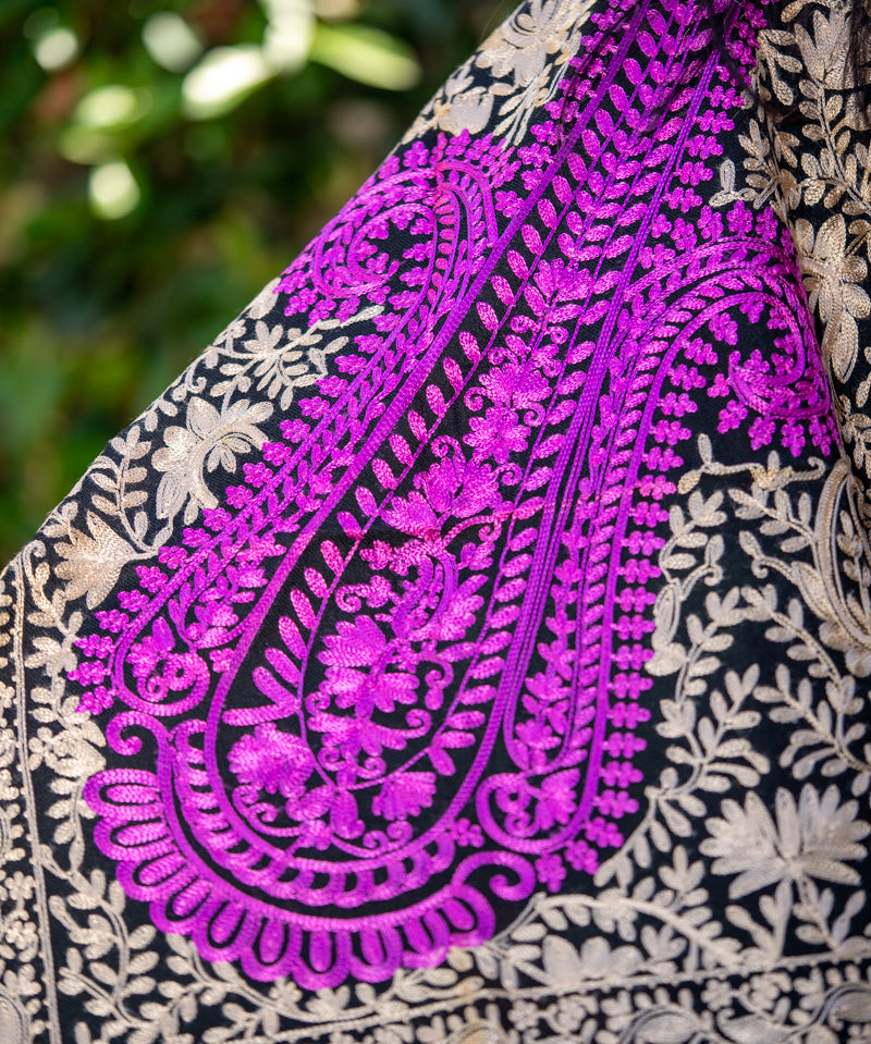 Heavy Embroidered Pashmina Shawl - Made with 100% authentic Cashmere