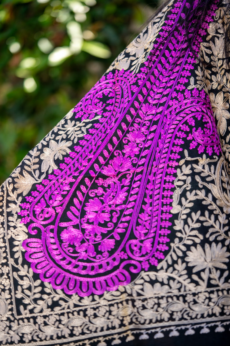 Heavy Embroidered Pashmina Shawl - Made with 100% authentic Cashmere