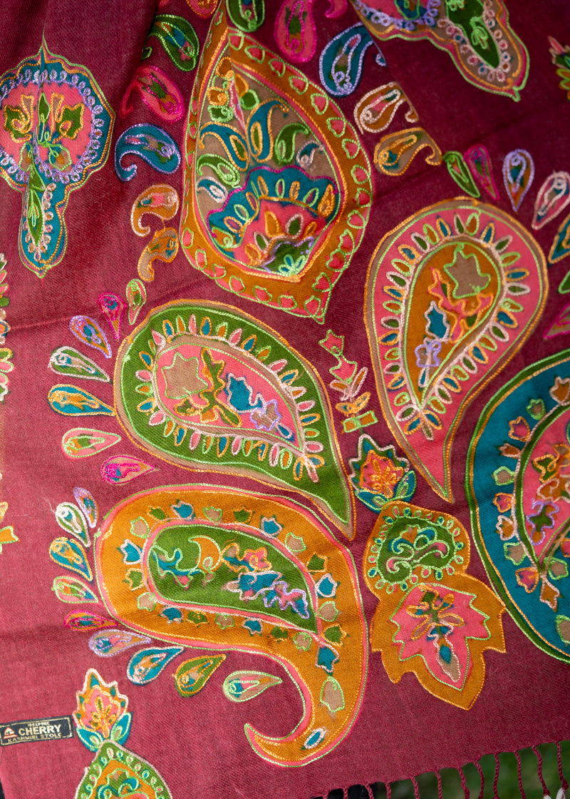 Heavy Embroidered Pashmina Shawl made with 100% cashmere.