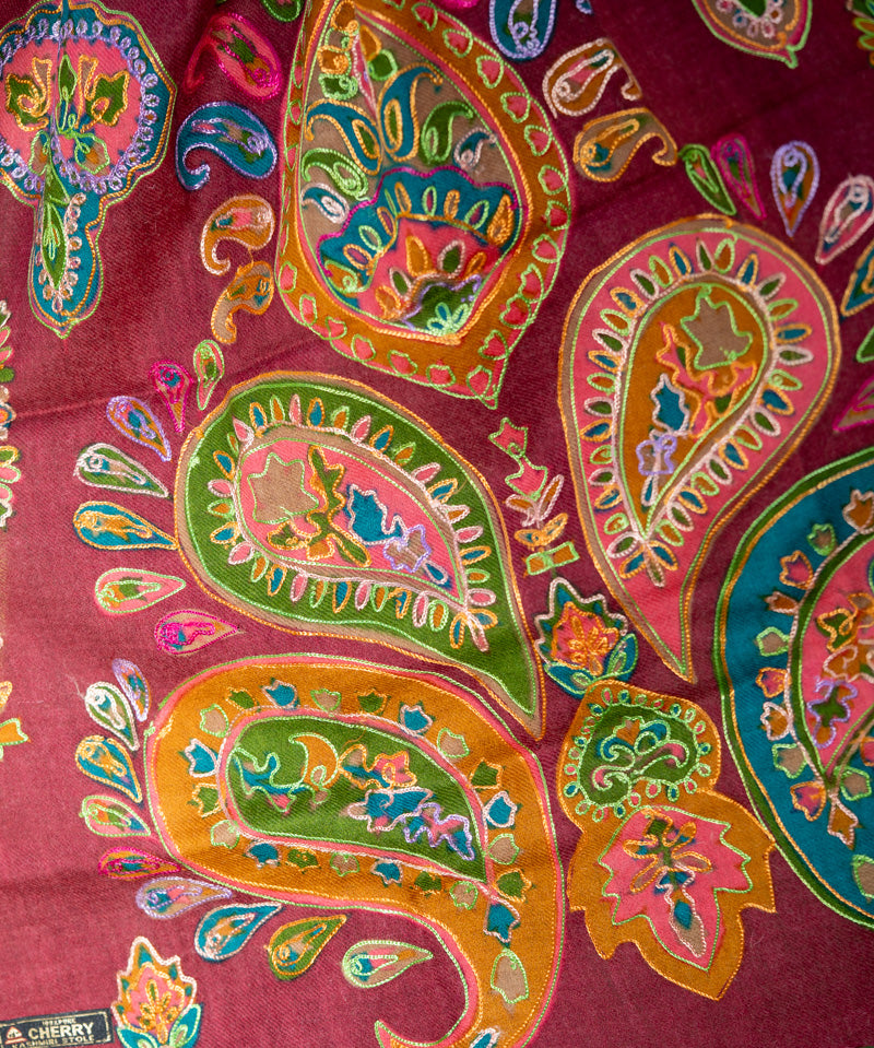 Heavy Embroidered Pashmina Shawl made with 100% cashmere.