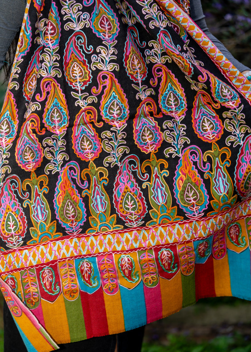 Heavy Embroidered Pashmina Shawl - 100 % Cashmere Shawl