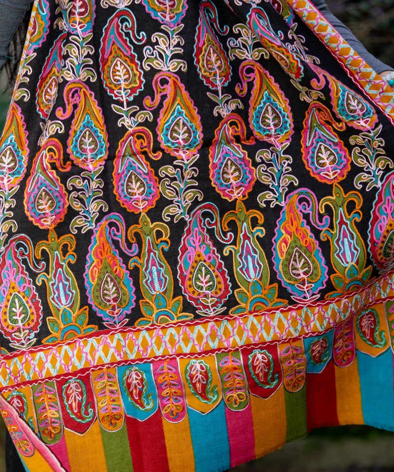 Heavy Embroidered Pashmina Shawl - 100 % Cashmere Shawl