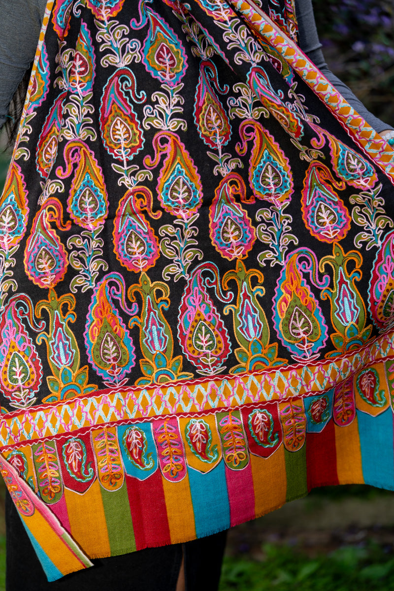 Heavy Embroidered Pashmina Shawl - 100 % Cashmere Shawl