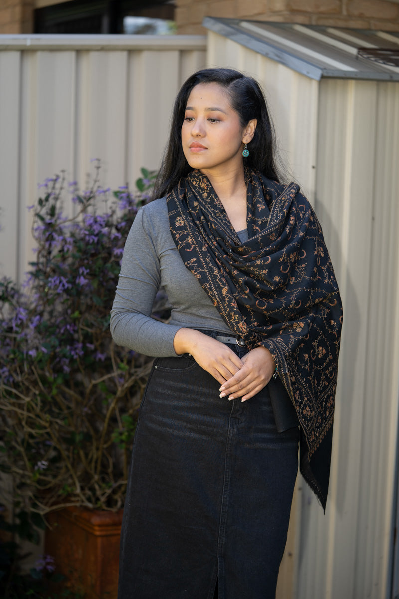 Embroidery Pashmina Shawl - Handwoven shawl for everyday wear.