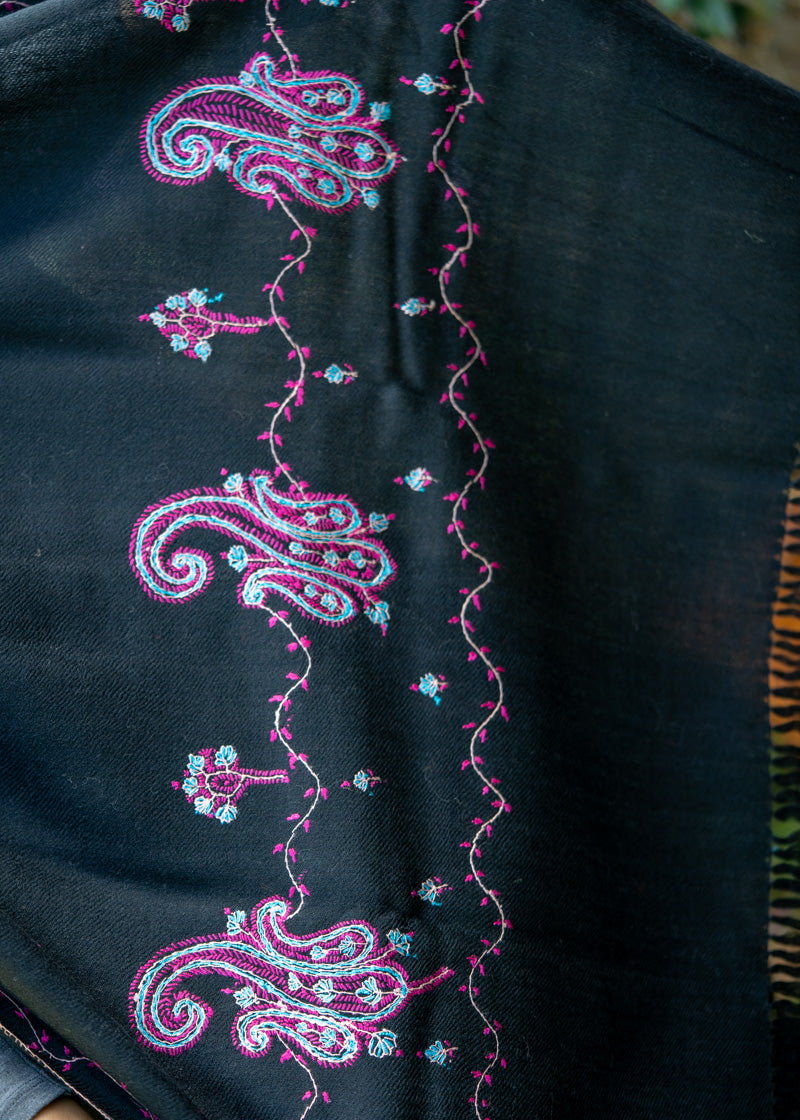 Light Embroidered Pashmina Shawl - handwoven shawl