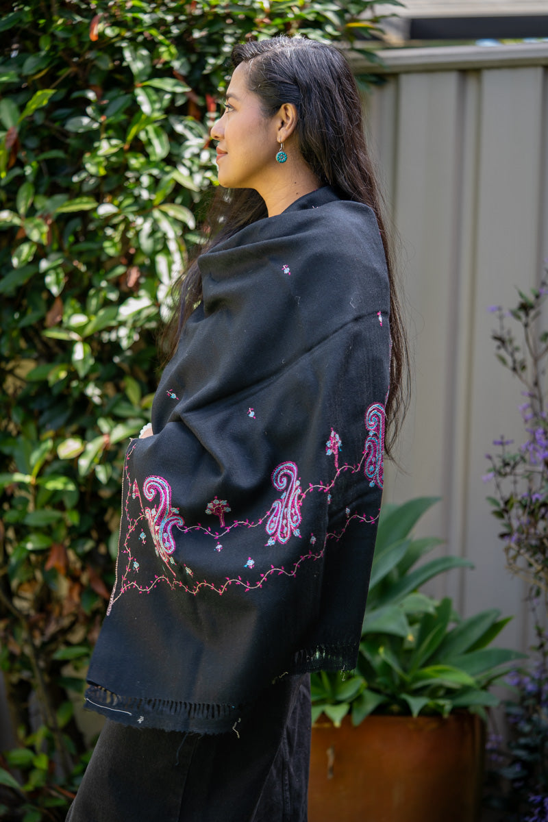 Light Embroidered Pashmina Shawl - handwoven shawl