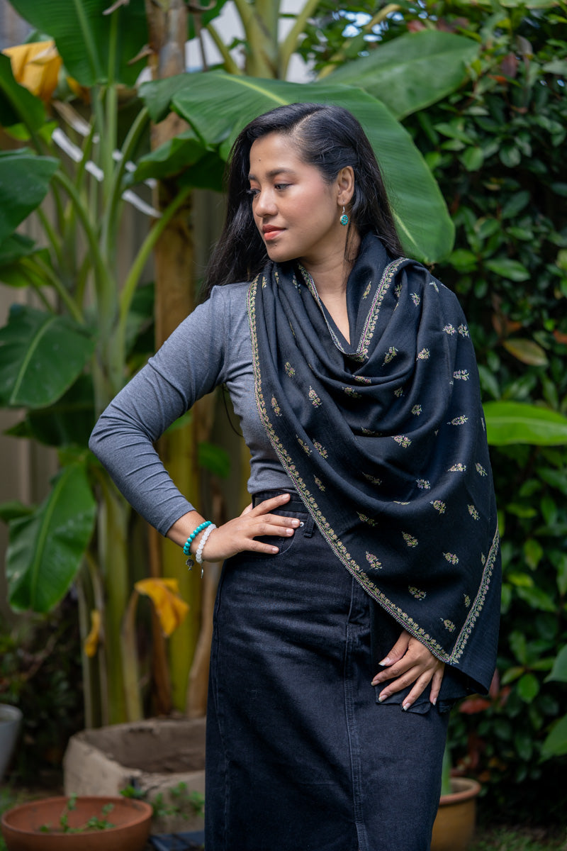 Light Embroidered Pashmina Shawl for your every day look.