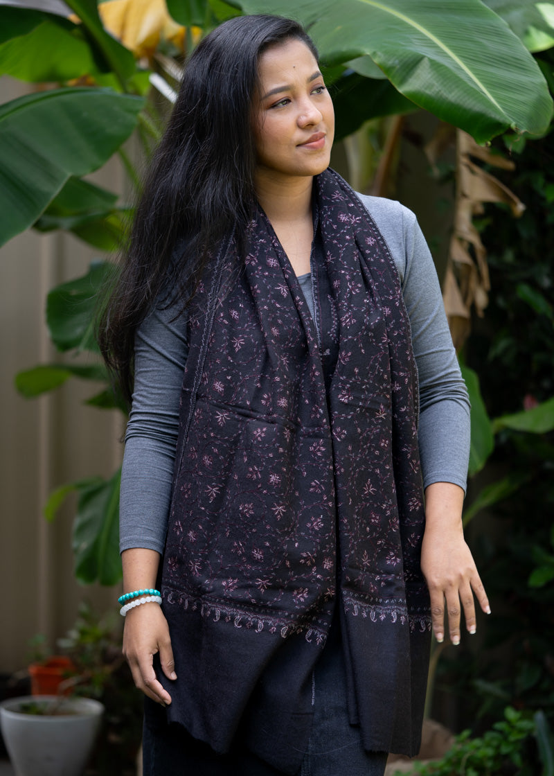 Light Embroidered Pashmina Shawl - Authentic Cashmere Shawl