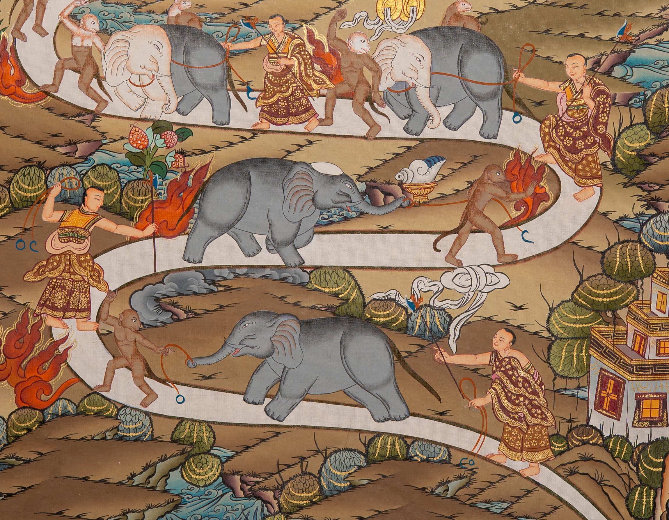 Path to Enlightenment Thangka - Handpainted Art