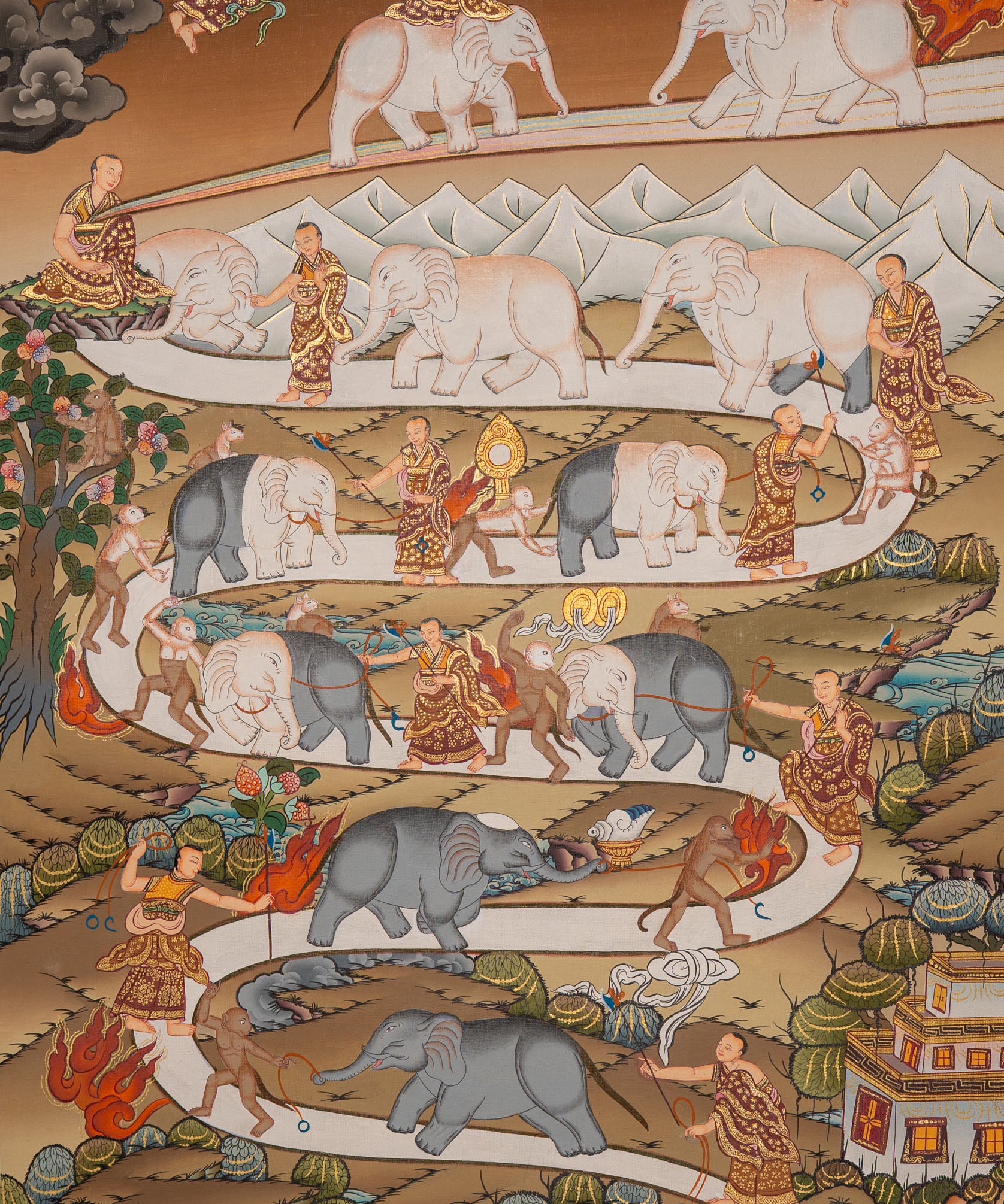 Path to Enlightenment Thangka - Handpainted Art