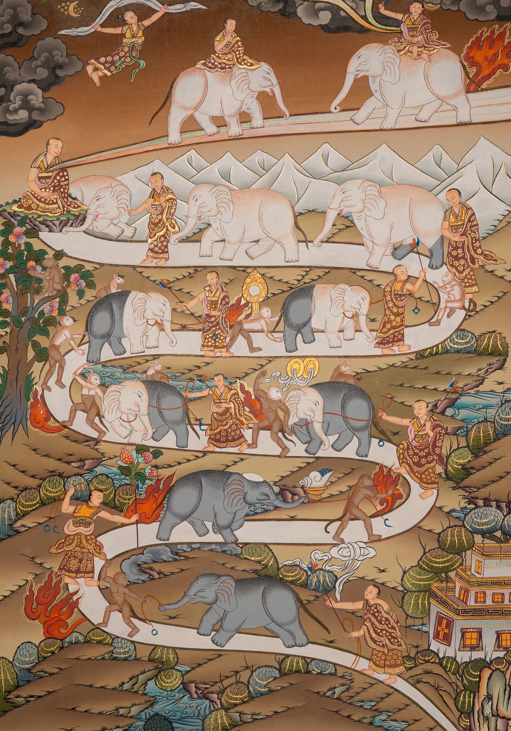 Path to Enlightenment Thangka - Handpainted Art
