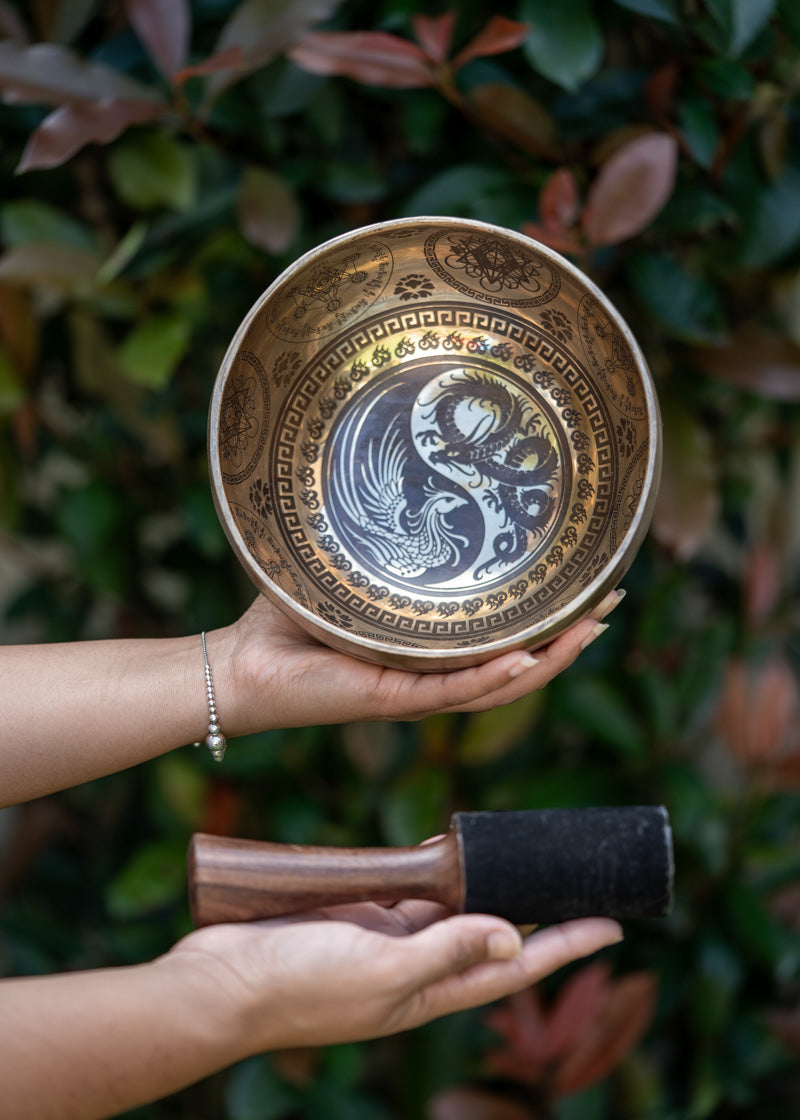 Peaceful Singing Bowl with carving design