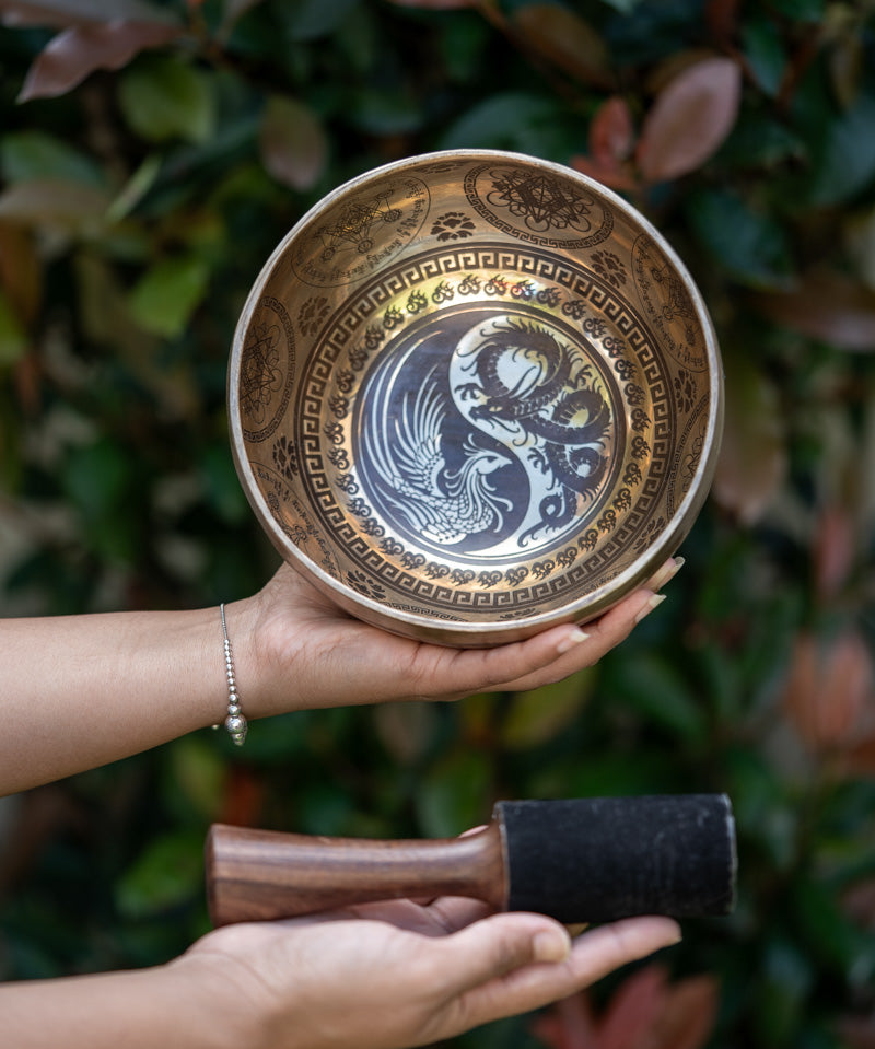 Peaceful Singing Bowl with carving design