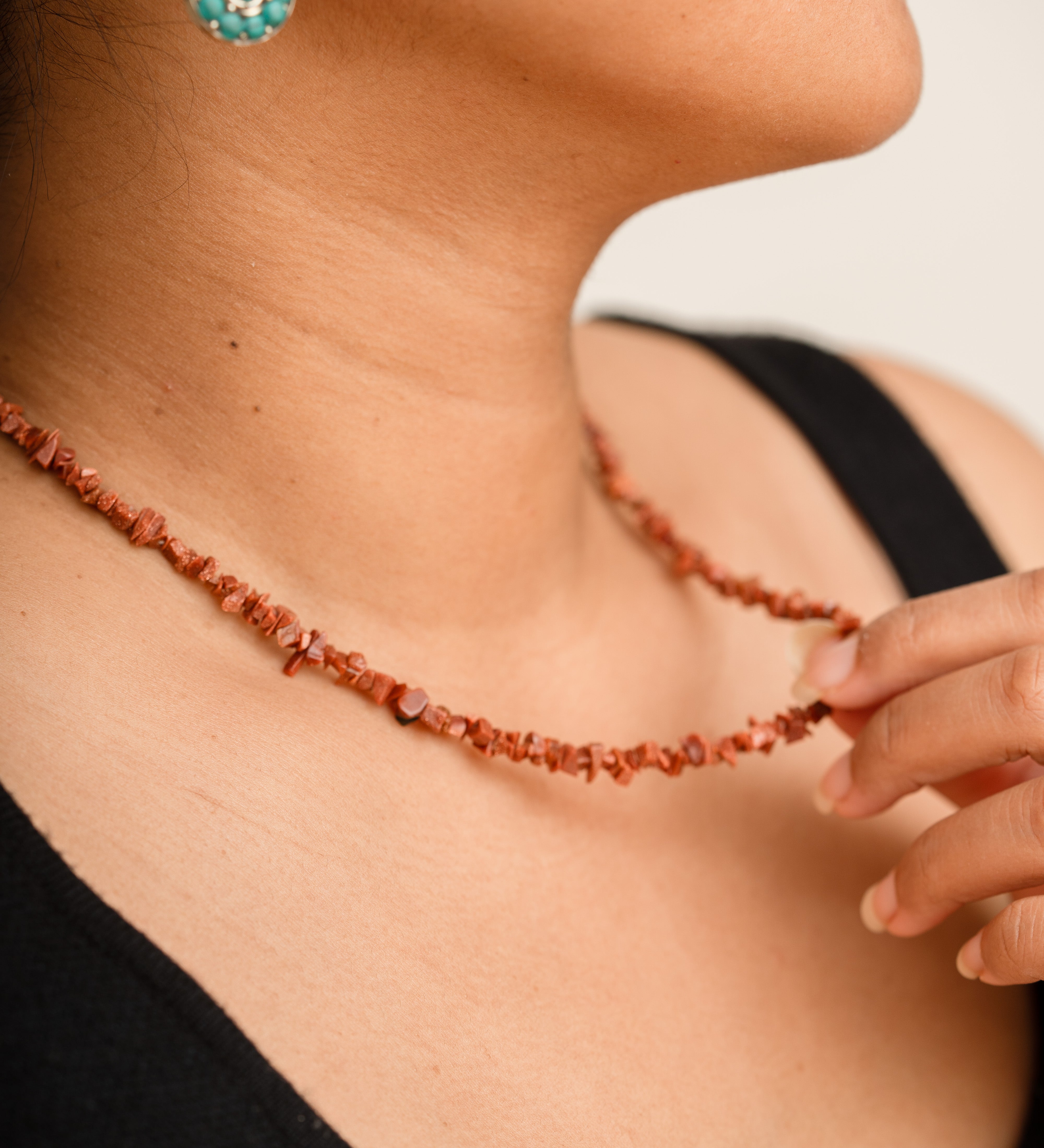 Red Jasper crystal chips necklace 