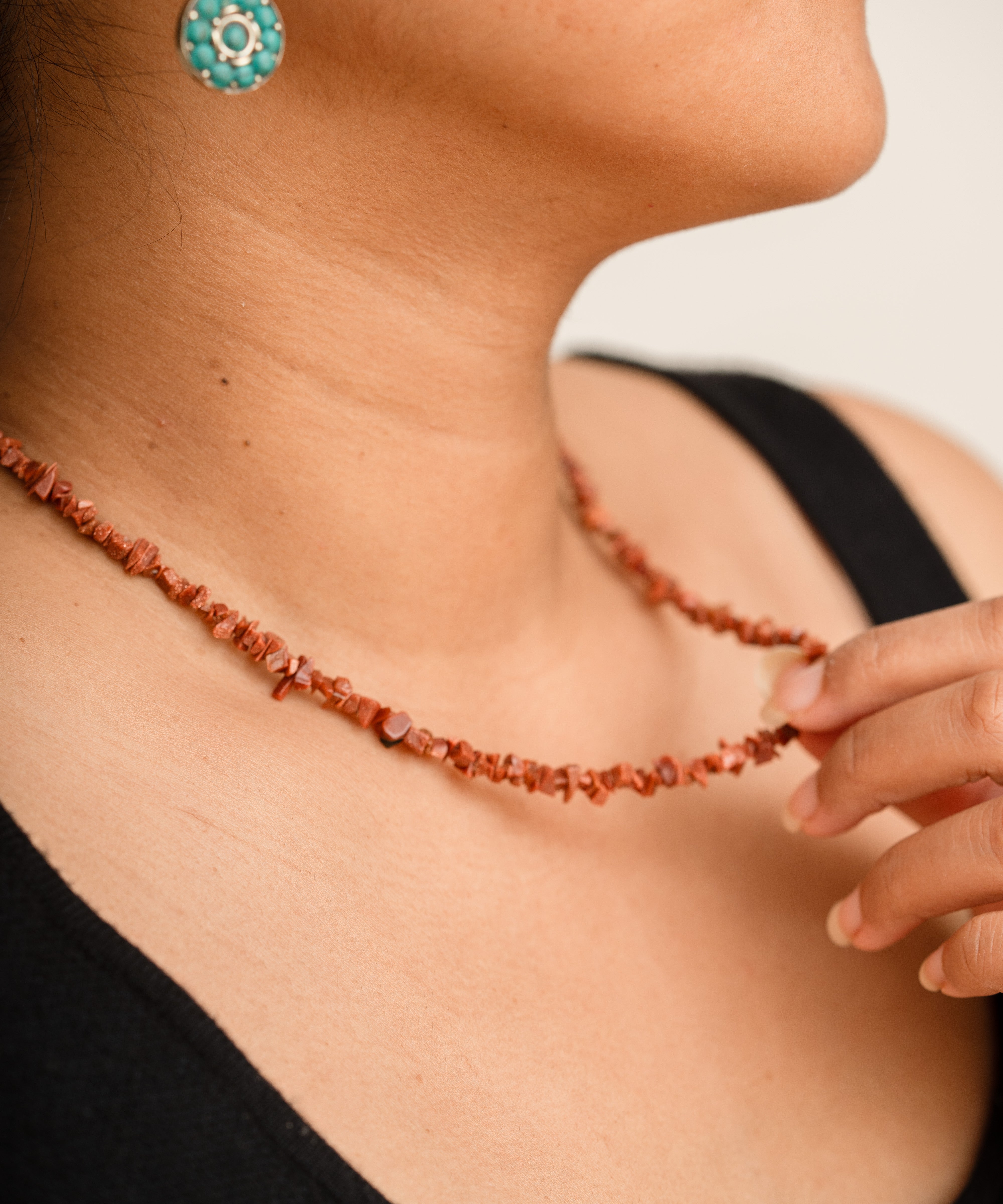 Red Jasper crystal chips necklace 