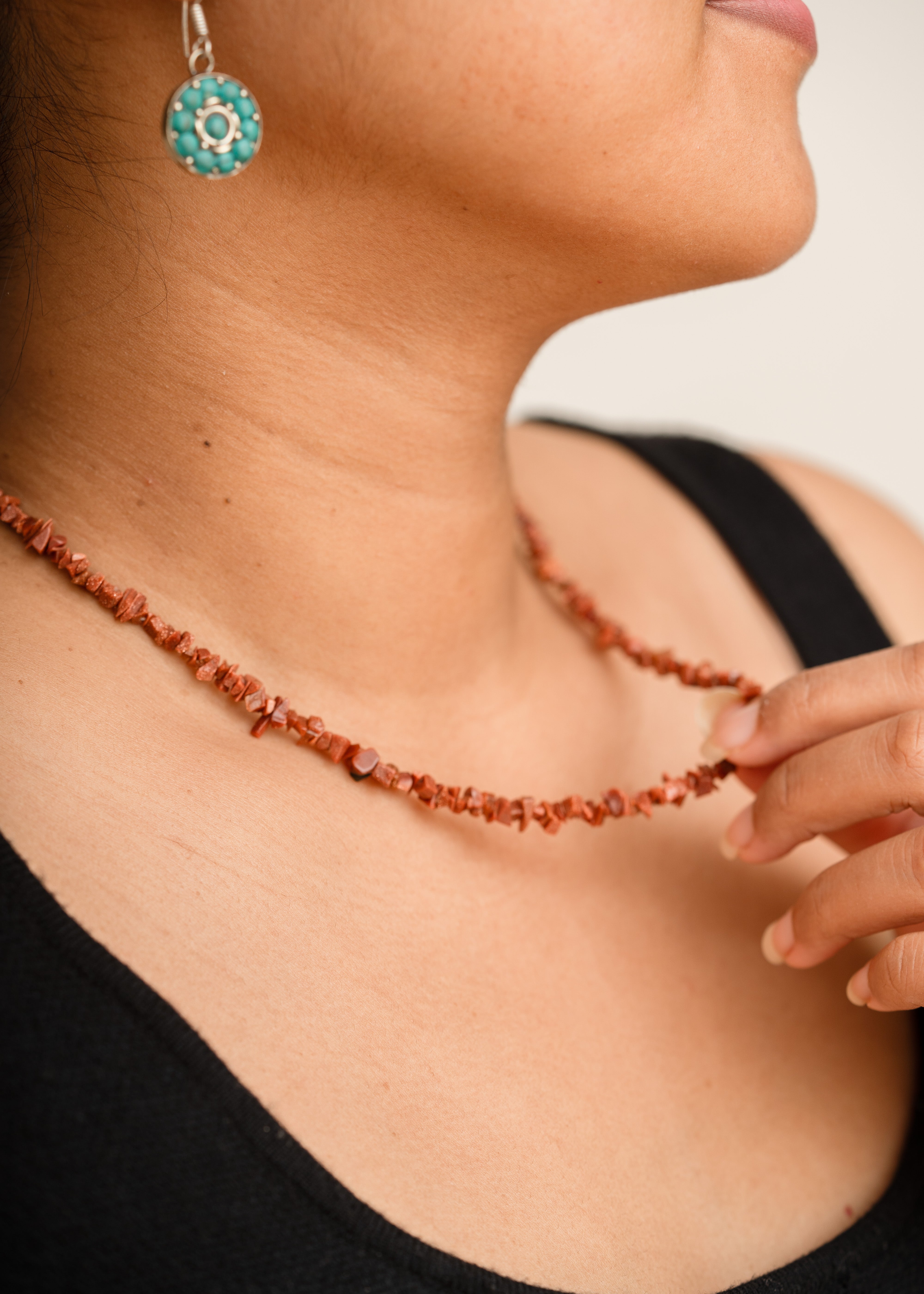 Red Jasper crystal chips necklace 