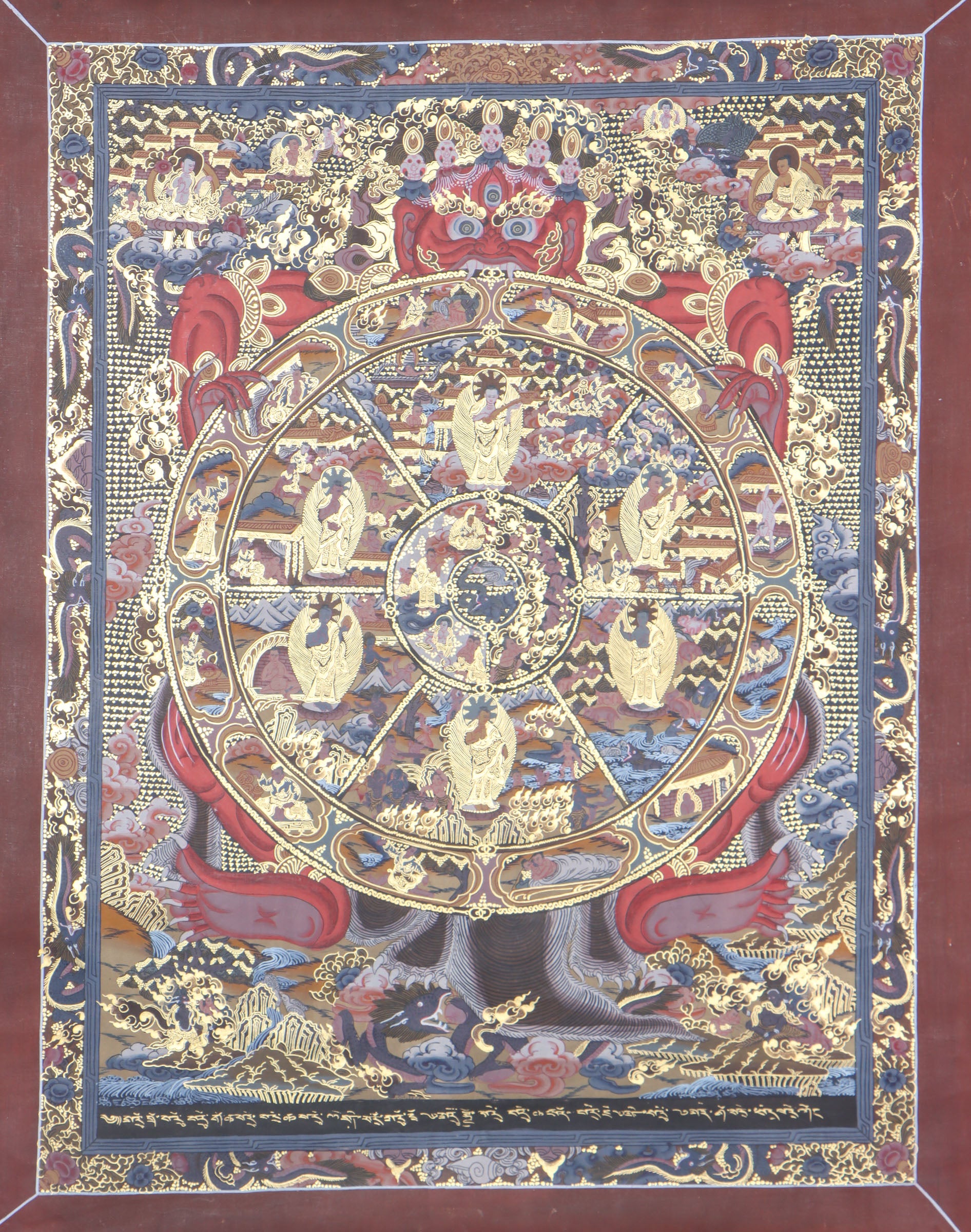 The Wheel of Life thangka illuminates Buddhism's suffering, impermanence, and liberation.