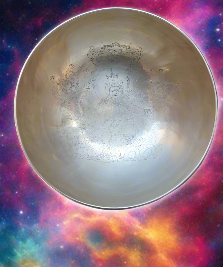 Guru Rinpoche Engraved Singing Bowl -  Handcrafted Tibetan Bowl