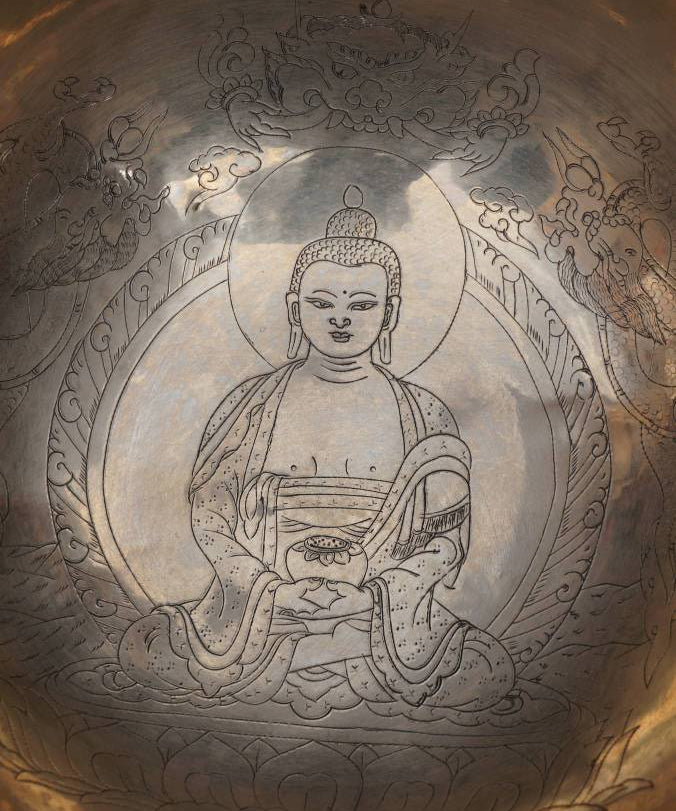 Amitabha Buddha Carved Singing Bowl - Sound Healing Bowl