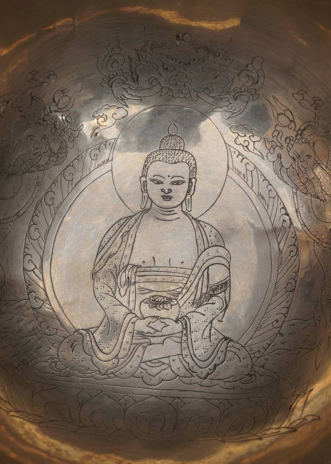 Amitabha Buddha Carved Singing Bowl - Sound Healing Bowl