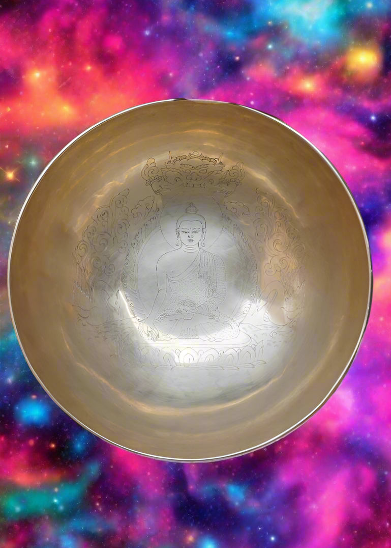 Shakyamuni Bowl Carved Singing Bowl for sound healing.