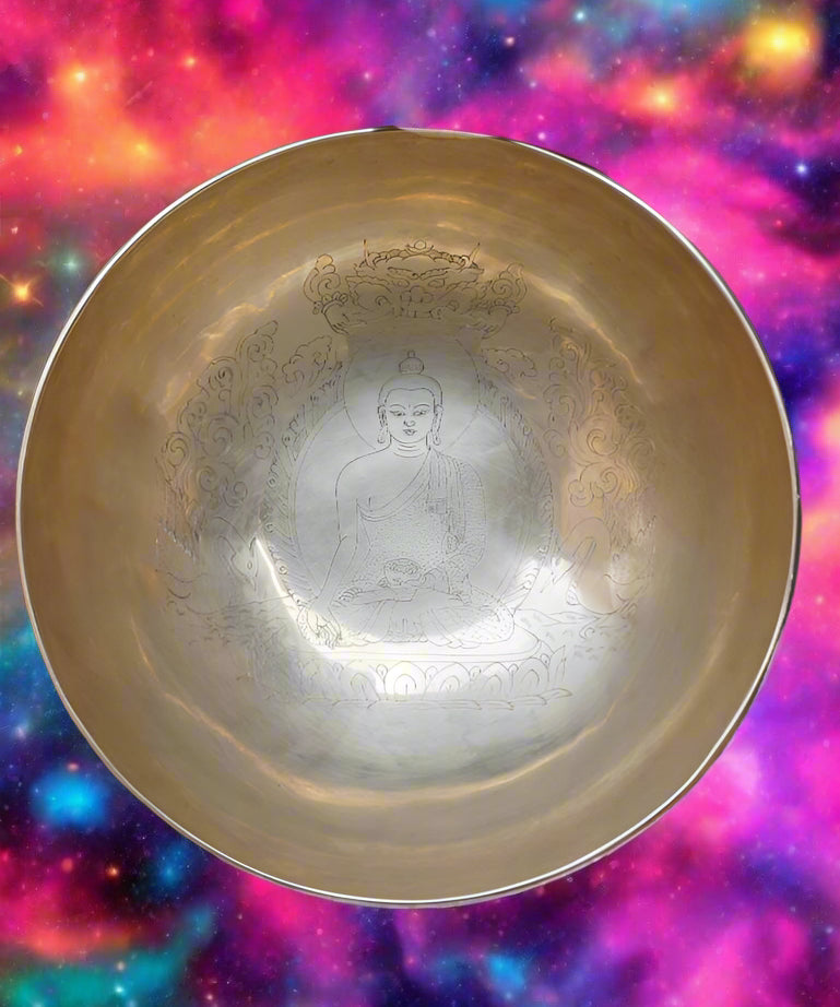 Shakyamuni Bowl Carved Singing Bowl for sound healing.