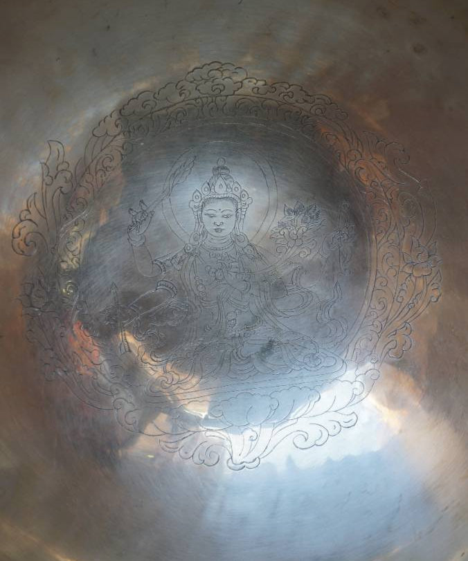 Prajnaparamita Engraved Singing Bowl for meditation.