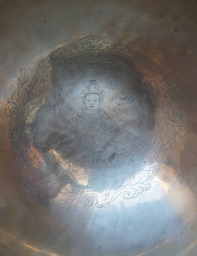 Prajnaparamita Engraved Singing Bowl for meditation.