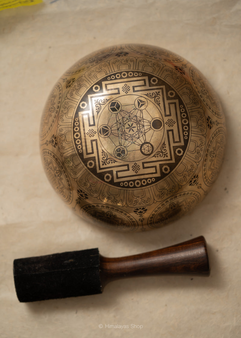 Avalokiteshvara Carved Tibetan Singing Bowl