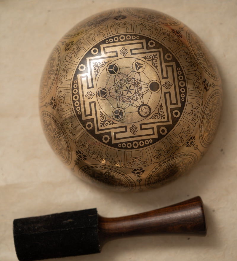 Avalokiteshvara Carved Tibetan Singing Bowl