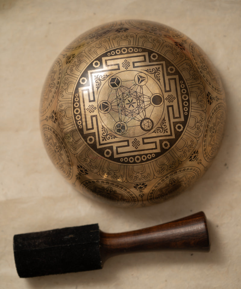 Avalokiteshvara Carved Tibetan Singing Bowl