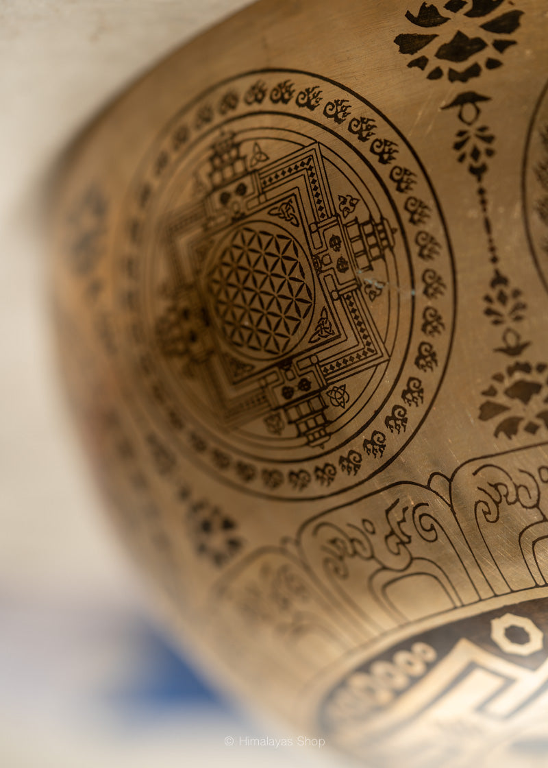 Avalokiteshvara Carved Tibetan Singing Bowl