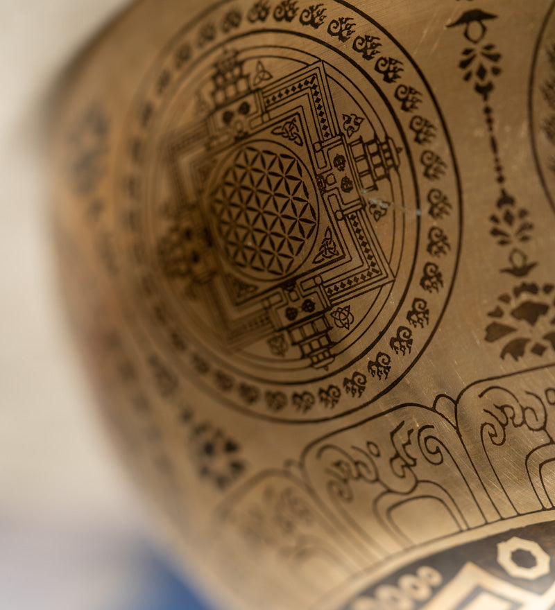 Avalokiteshvara Carved Tibetan Singing Bowl