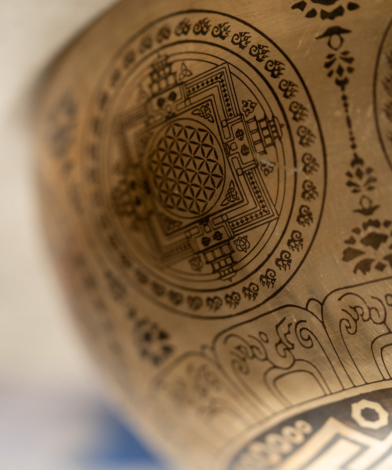 Avalokiteshvara Carved Tibetan Singing Bowl