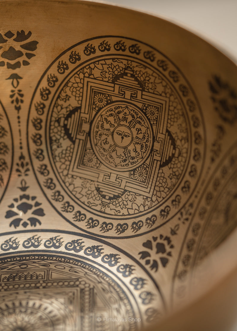 Mandala Carved Singing Bowl for sound healing.