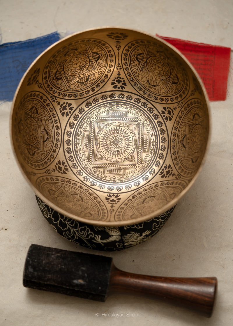 Mandala Carved Singing Bowl for sound healing.