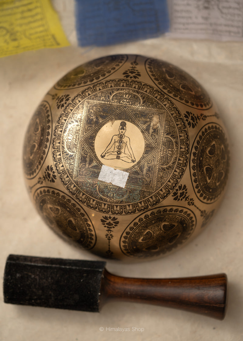 Chakra Engraved Singing Bowl - Tibetan Handcrafted Bowl