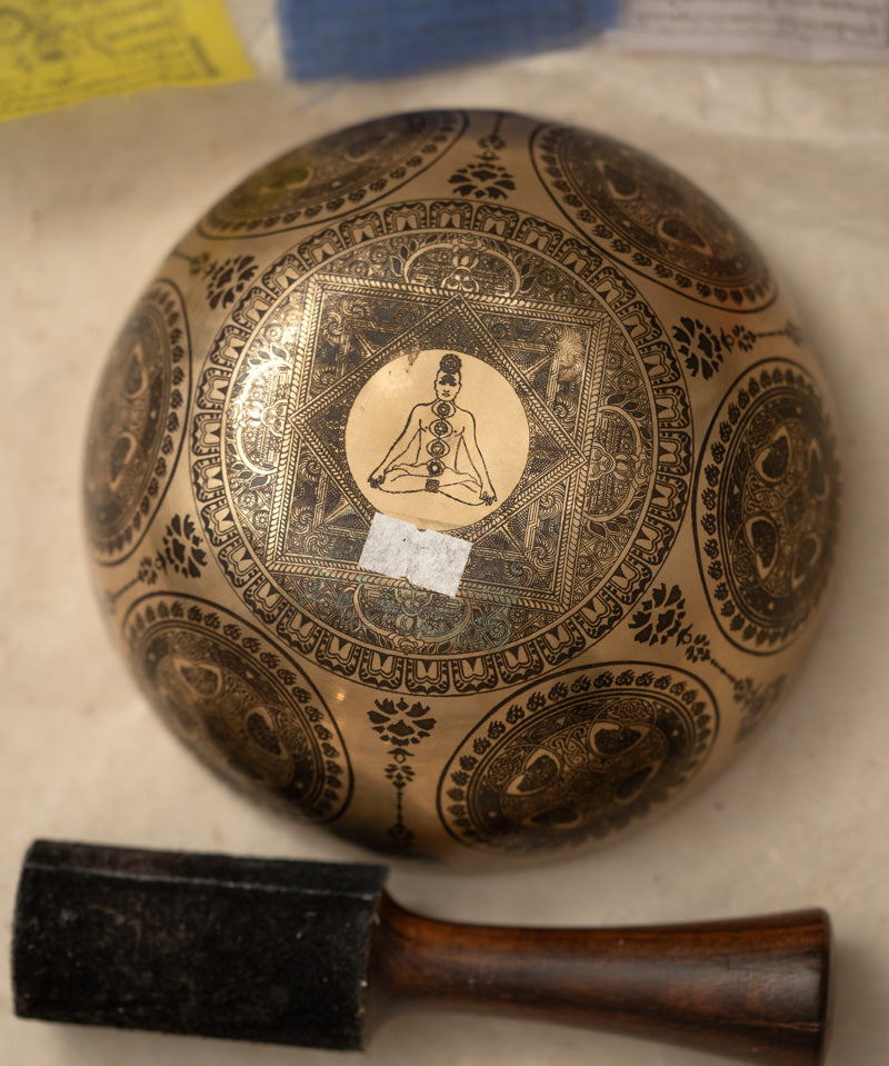 Chakra Engraved Singing Bowl - Tibetan Handcrafted Bowl
