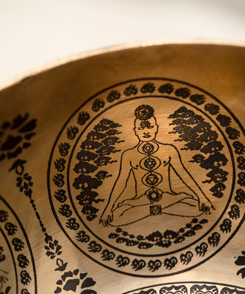 Chakra Engraved Singing Bowl - Tibetan Handcrafted Bowl