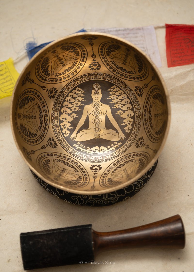 Chakra Engraved Singing Bowl - Tibetan Handcrafted Bowl