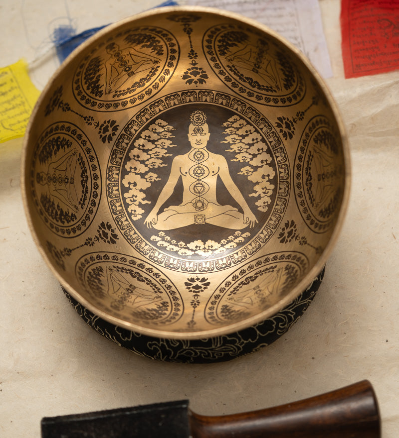Chakra Engraved Singing Bowl - Tibetan Handcrafted Bowl