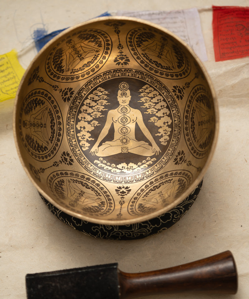 Chakra Engraved Singing Bowl - Tibetan Handcrafted Bowl