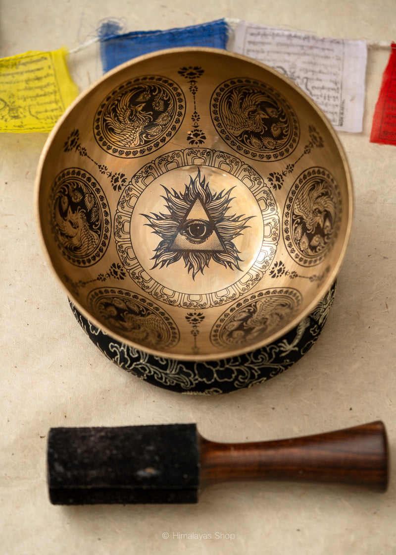 All-Seeing Eye Handcrafted Singing Bowl - Tibetan Handcrafted Bowl