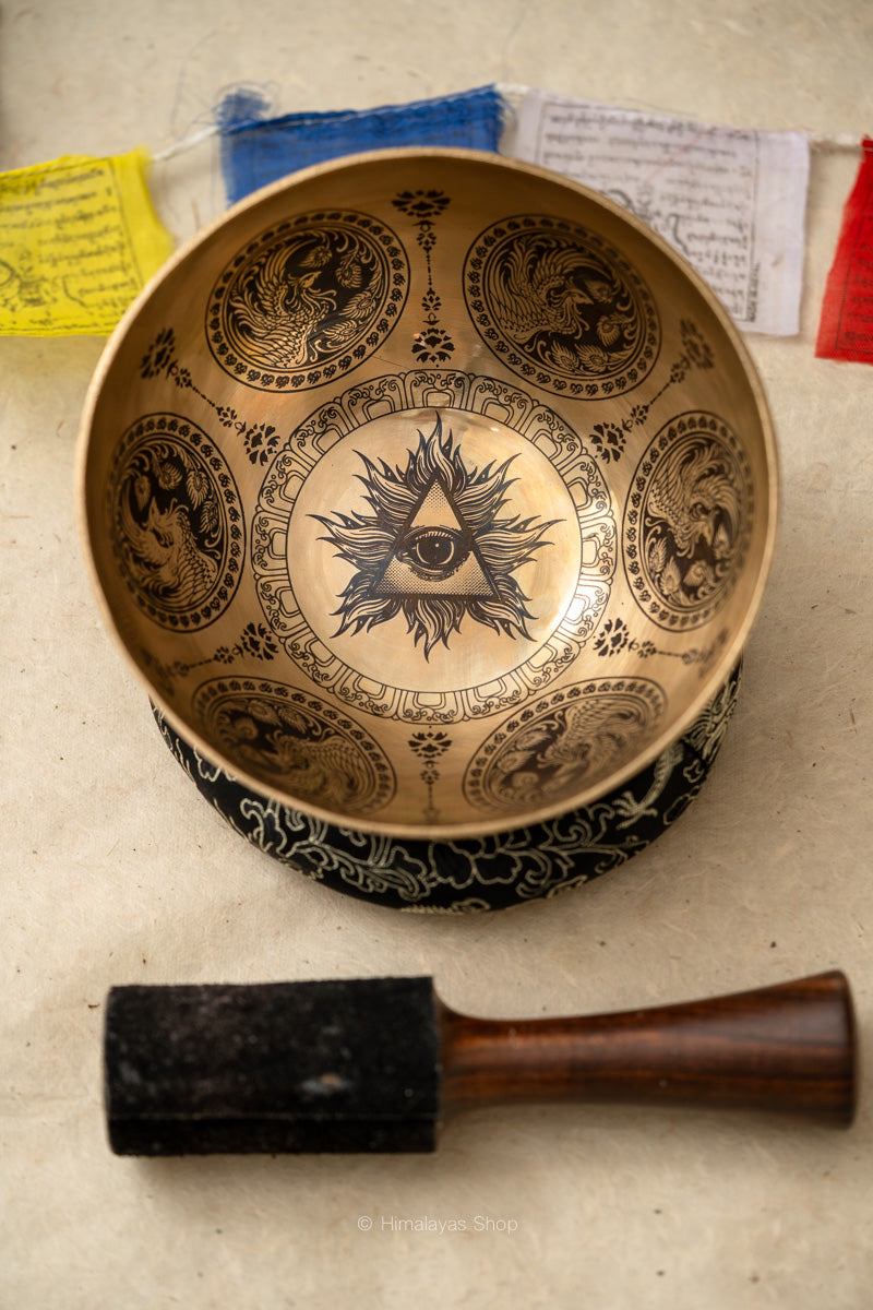 All-Seeing Eye Handcrafted Singing Bowl - Tibetan Handcrafted Bowl