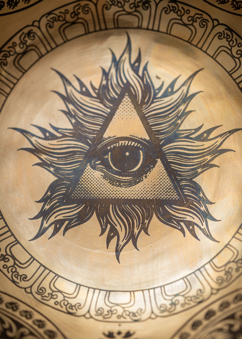 All-Seeing Eye Handcrafted Singing Bowl - Tibetan Handcrafted Bowl