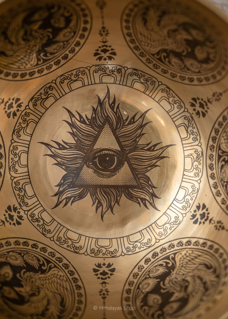 All-Seeing Eye Handcrafted Singing Bowl - Tibetan Handcrafted Bowl