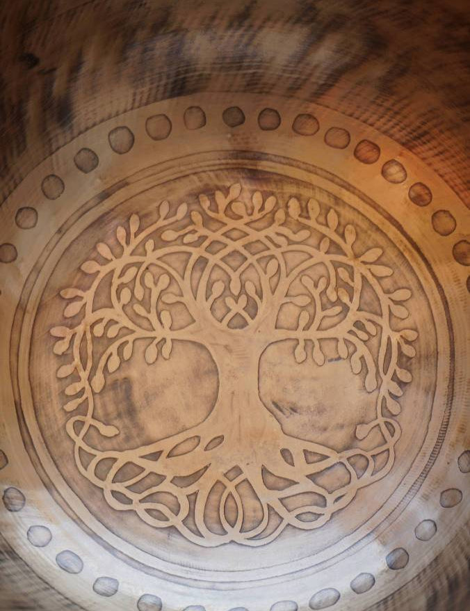 Tree of life Singing Bowl for meditation and sound healing.