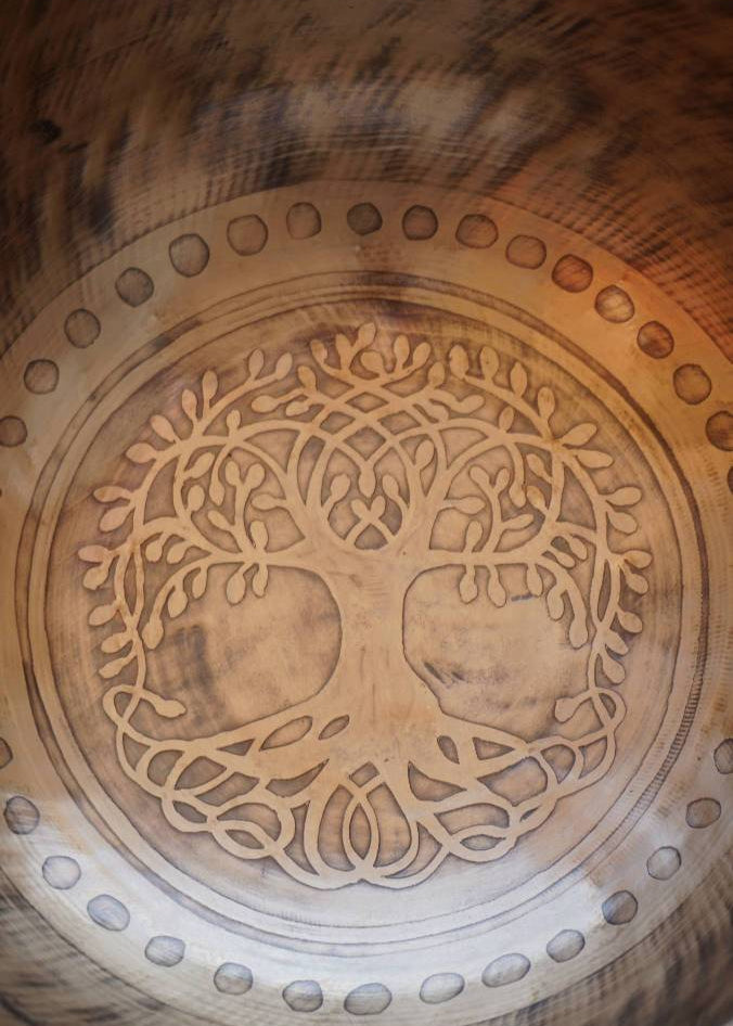 Tree of life Singing Bowl for meditation and sound healing.